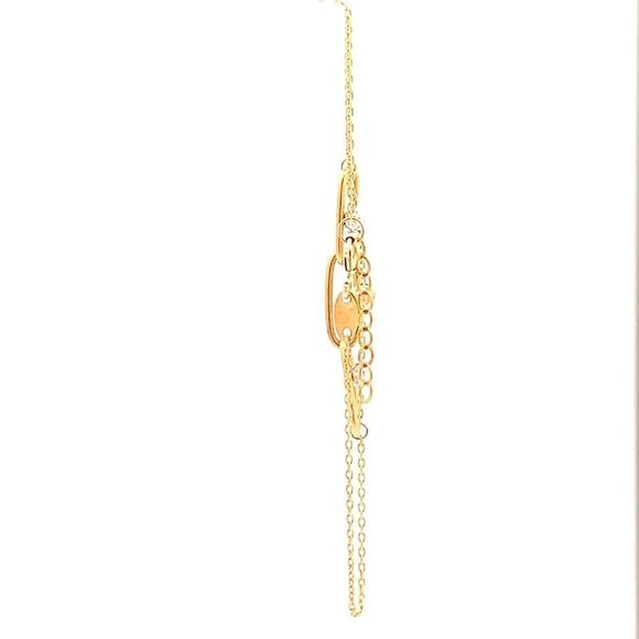 18K Gold Bracelet Cable Chain White Rose Yellow Gold Beads S 6.5 inches 0.5" ext - Picture 10 of 12